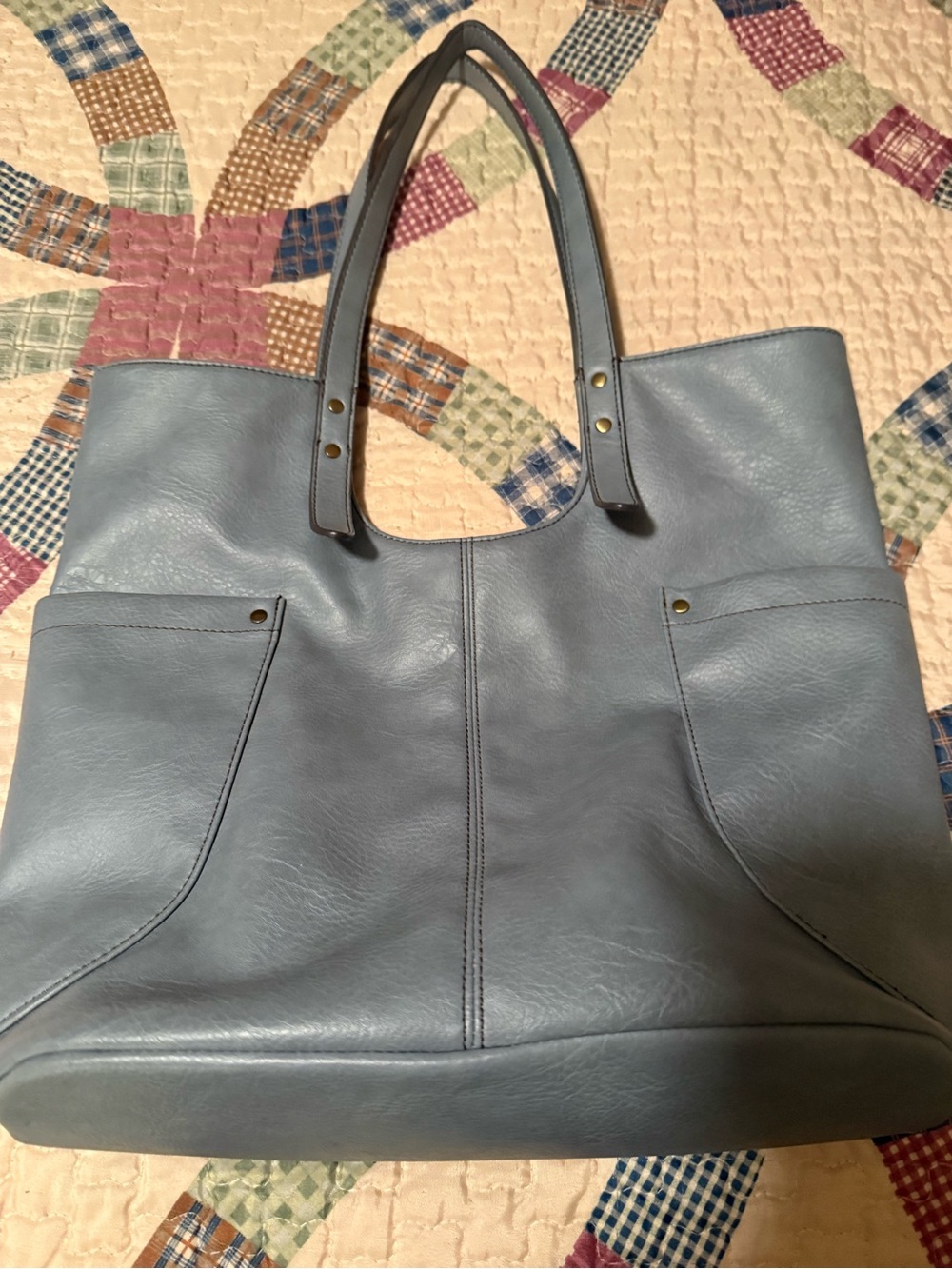 Relic Slate Blue Leather Tote Bag